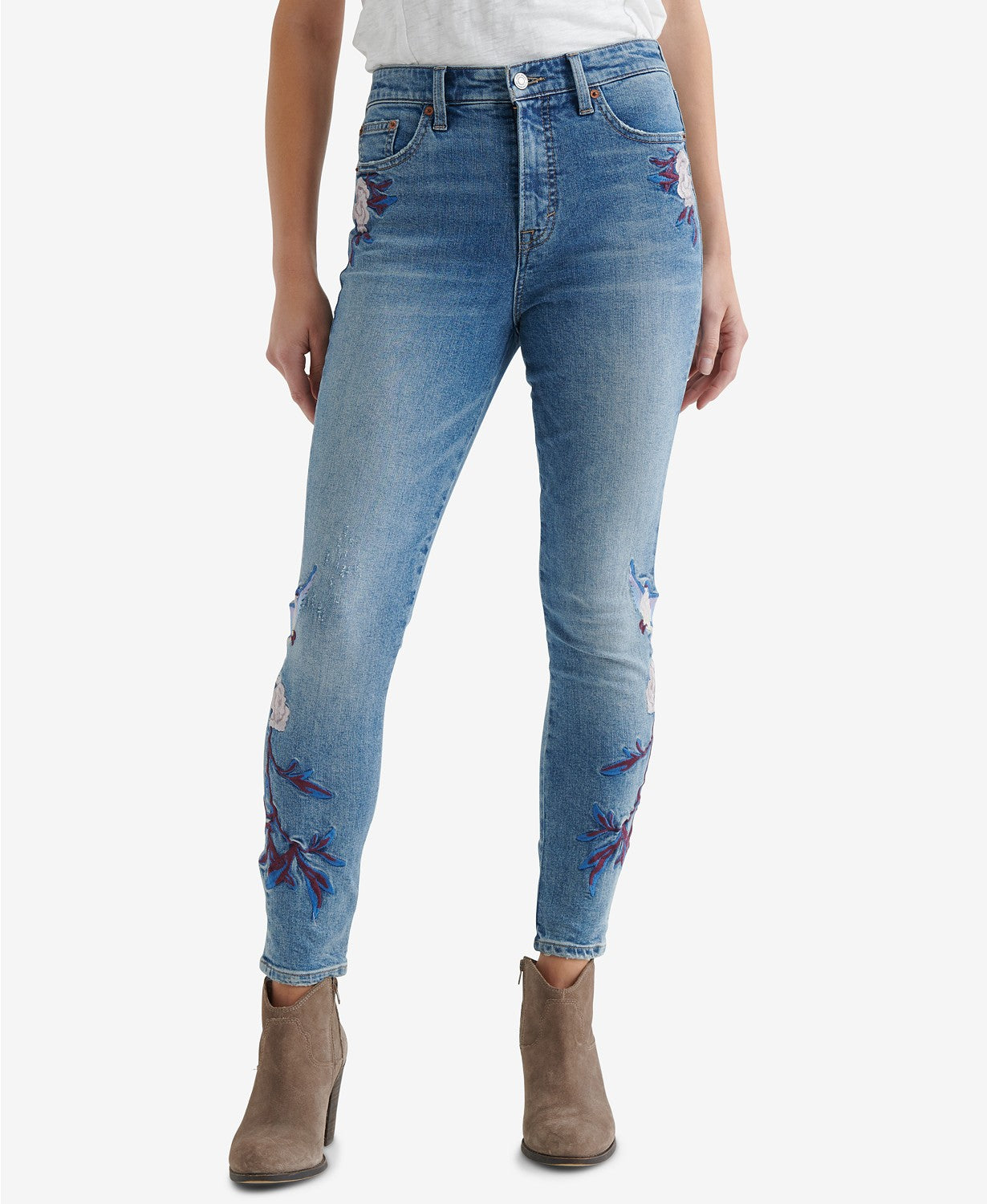 Lucky Brand Bridgette Embroidered Women's Skinny Jeans Mae Ridge-Cut 32