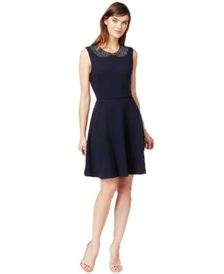 Maison Jules Embellished Fit & Flare Dress Blue Notte M