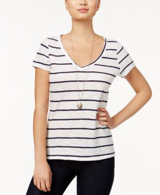 Maison Jules Short-Sleeve Striped T-Shirt Blue Notte Combo