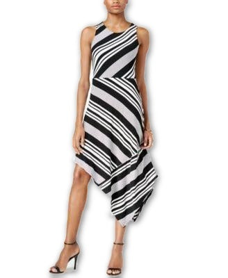 Bar III Mixed-Stripe Bodycon Midi Dress Black Combo