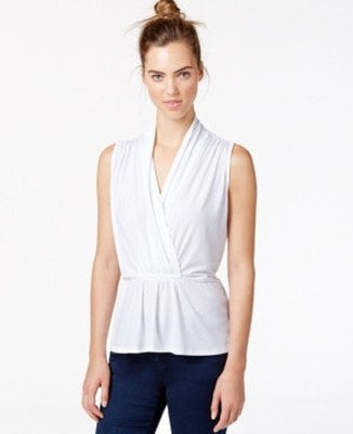 Bar III Sleeveless Peplum Top White XXS