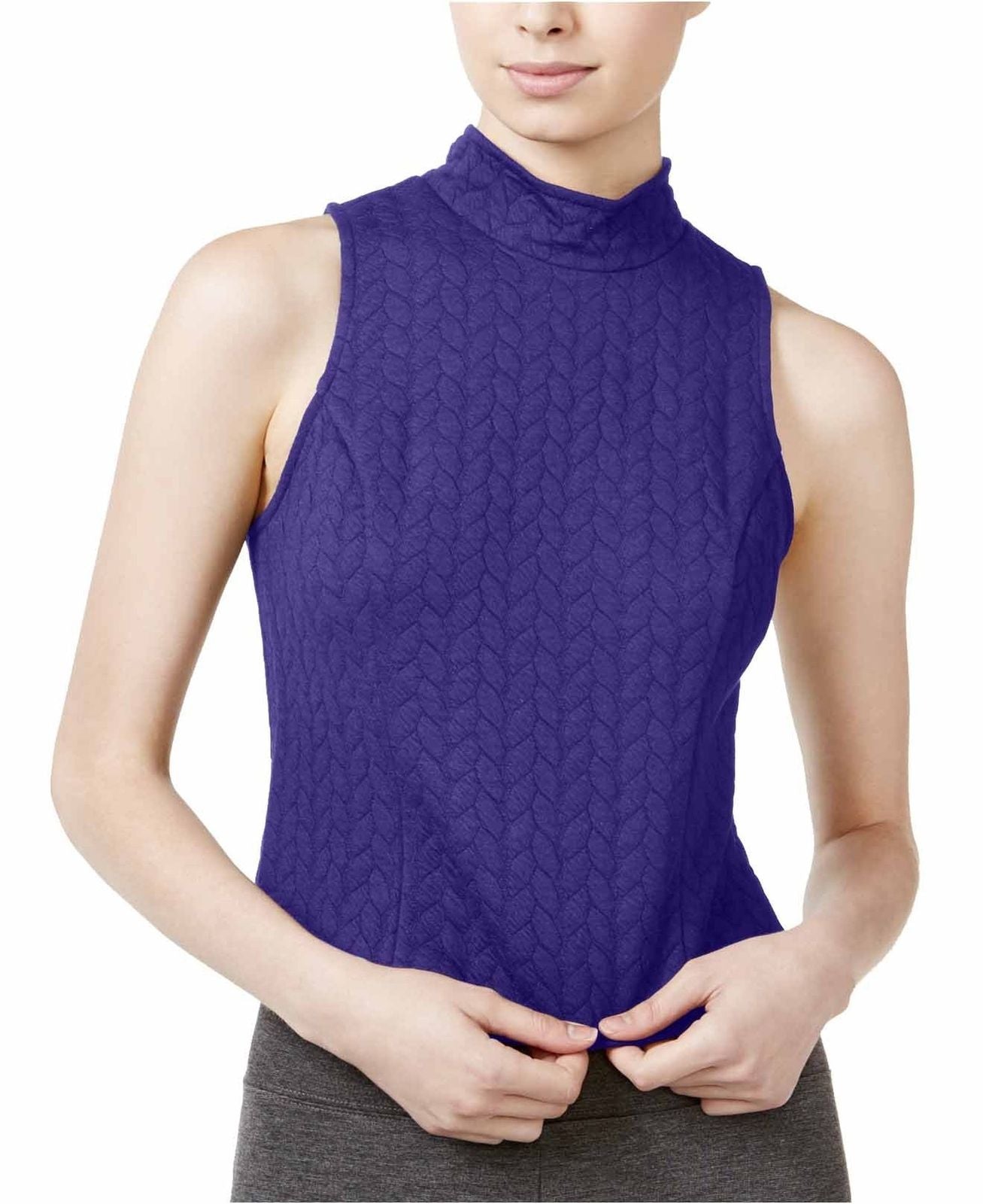 kensie Women's Quilted Zip-Back Top Electric Purple XL