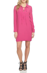 1.STATE Lace-Up Classic Long Sleeve Shirtdress - Gear Relapse 