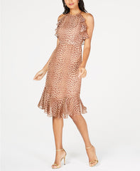 Rachel Zoe Silk Leopard-Print Ruffle-Trim Dress Multi Color 4