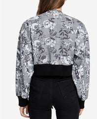 RACHEL Rachel Roy Women's Cropped Bomber Jacket Grey Combo XL