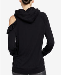 RACHEL Rachel Roy Women's Cold-Shoulder Hoodie Black M