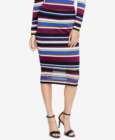 1.STATE Women's Striped Fringe Mini Skirt Rich Black 12