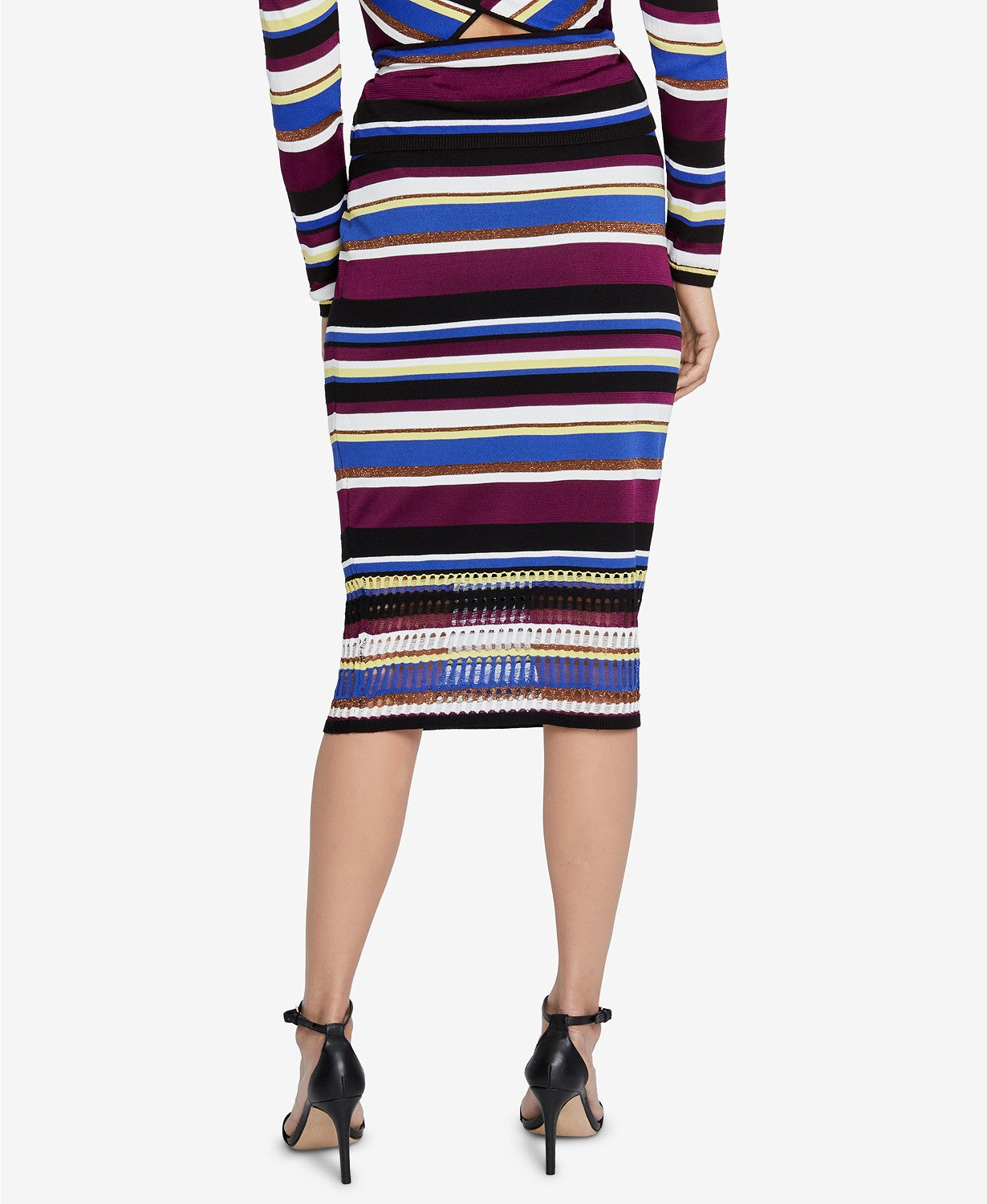 RACHEL Rachel Roy Royal Striped Sweater Skirt Victorian Violet Stripe