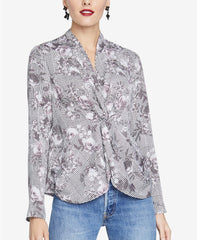 RACHEL Rachel Roy Womens Twisted Long Sleeve Top Grey Combo 10