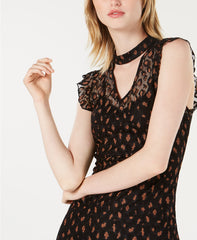Bar III Lace Animal-Print Choker Dress Cheetah M - Gear Relapse 