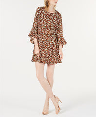 Bar III Bell-Sleeve Cheetah-Print Dress Cheetah 10 - Gear Relapse 