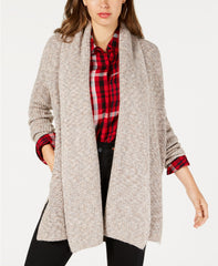 GUESS Women's Draped Open-Front Cardigan Sweater Rose Smoke Heather Multi M