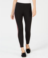 Maison Jules Pull-On Striped Skinny Pants Deep Black