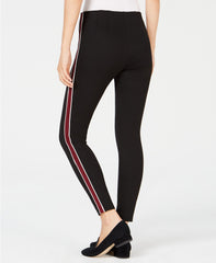 Maison Jules Pull-On Striped Skinny Pants Deep Black