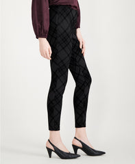 Maison Jules Flocked Plaid Pants Flocked Plaid Black