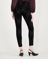 Maison Jules Flocked Plaid Pants Flocked Plaid Black