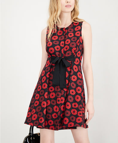 GUESS Women's Floral-Print Wrap Dress Hyper Bloom Print Pinot Noir XL