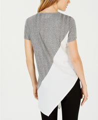 Bar III Asymmetrical Colorblocked Top Medium Heather Grey M - Gear Relapse 