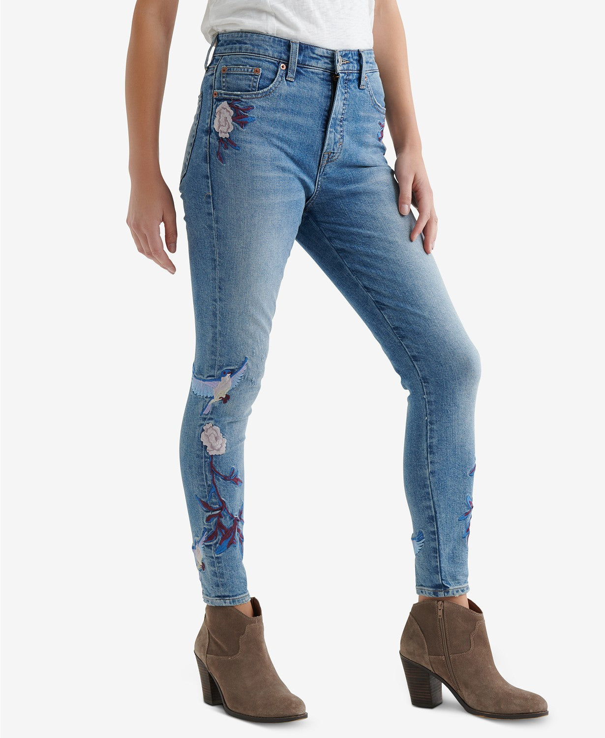 Lucky Brand Bridgette Embroidered Women's Skinny Jeans Mae Ridge-Cut 32