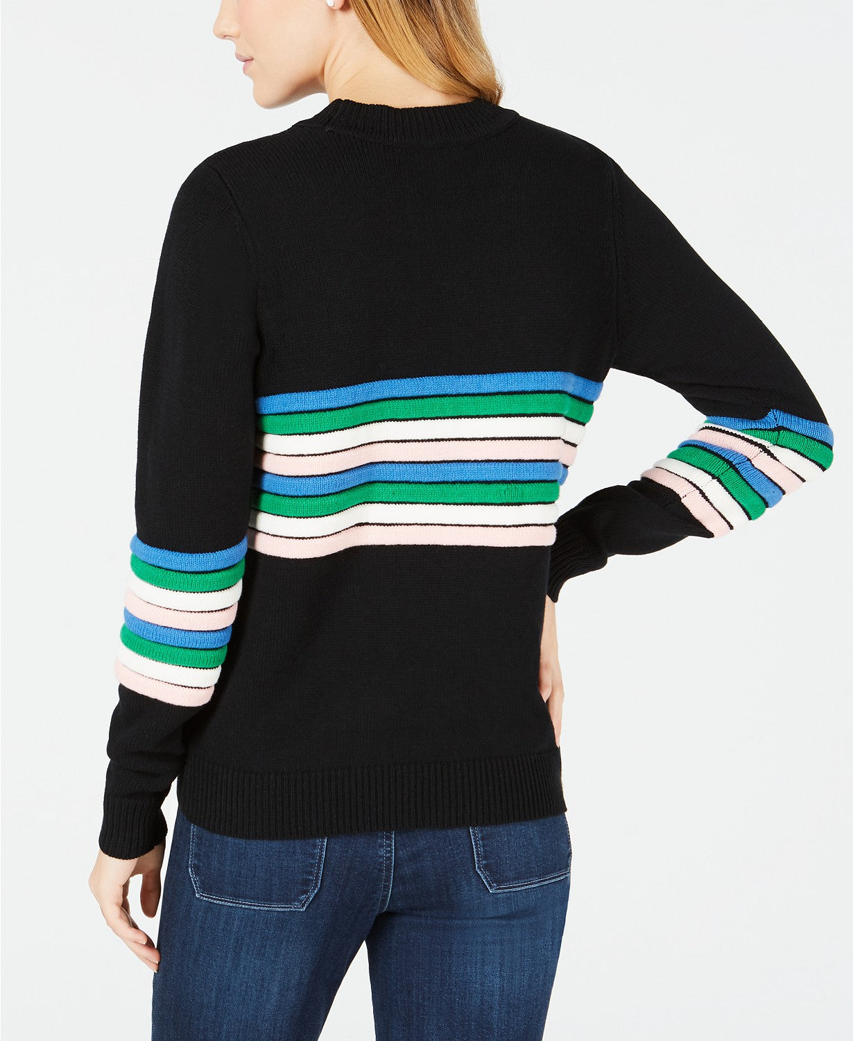 Maison Jules Novelty-Striped Sweater Deep Black