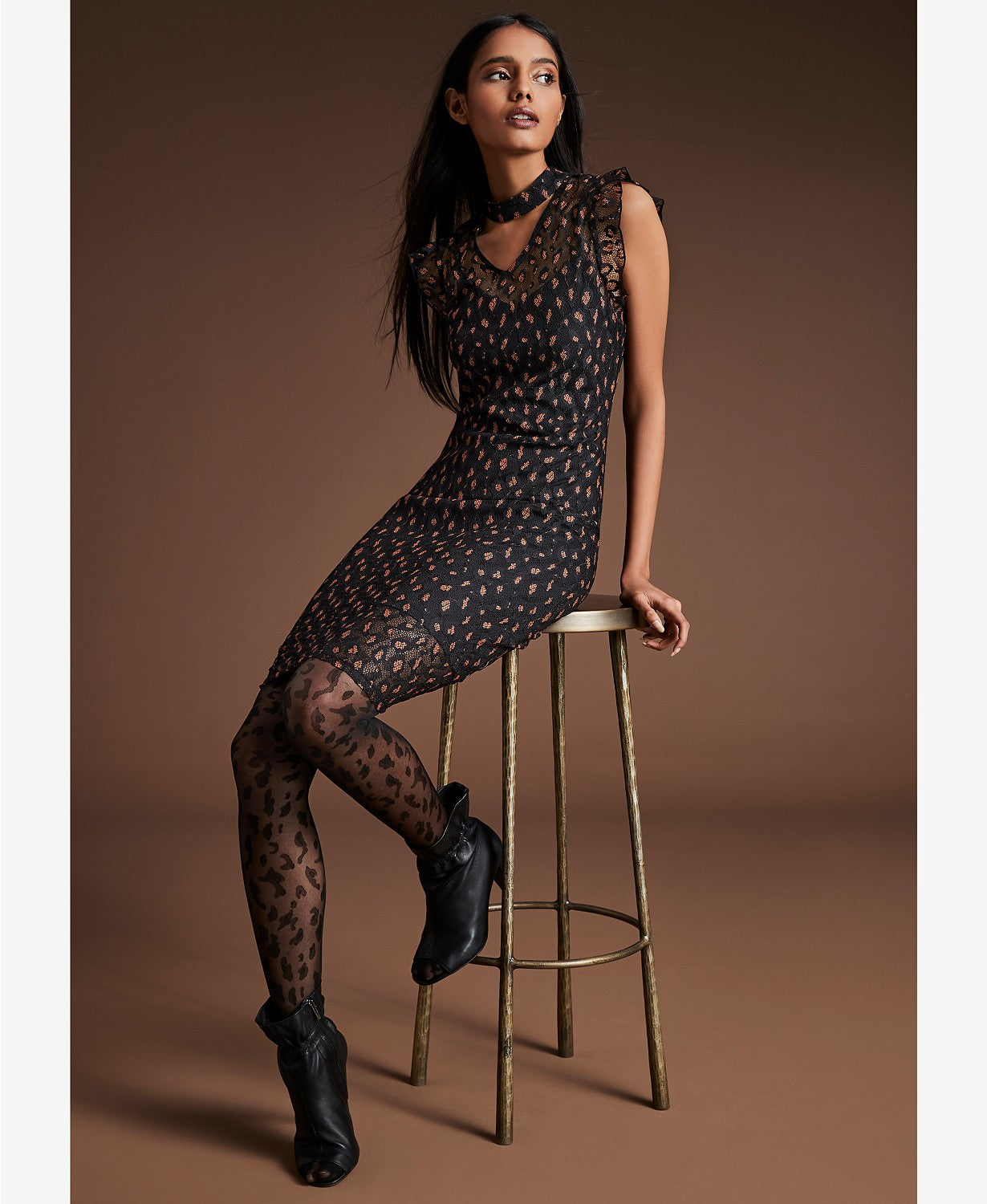 Bar III Lace Animal-Print Choker Dress Cheetah M Bar III Lace Animal-Print Choker Dress Cheetah M