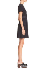 MARC BY MARC JACOBS Women's Short Sleeve Crepe Dress Embellishment Black 6