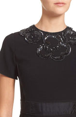 MARC BY MARC JACOBS Women's Short Sleeve Crepe Dress Embellishment Black 6