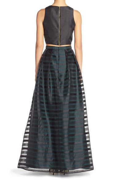 Xscape Embellished Burnout Crop Top Dress Black 6