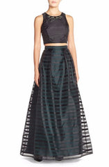 Xscape Embellished Burnout Crop Top Dress Black 6