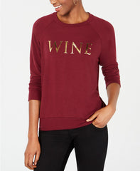 Carbon Copy Metallic Wine-Graphic Sweatshirt Burgundy L