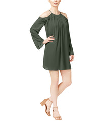 Bar III Cold-Shoulder Chiffon Dress Dusty Olive - Gear Relapse 