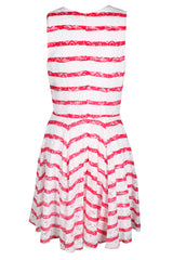 Maison Jules Striped Lace Fit & Flare Dress Berry Sorbet Combo L
