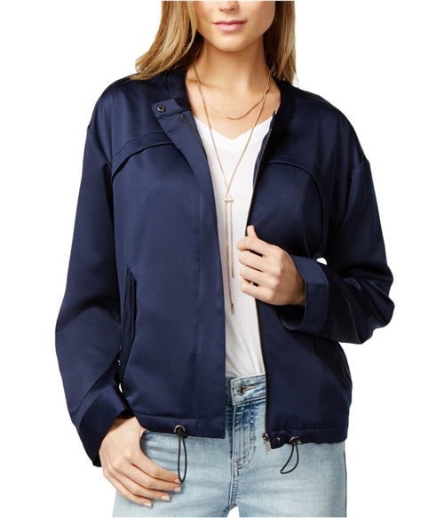 GUESS Women's Full-Zip Long Sleeve Jacket Blue M