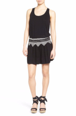 Lucky Brand Sleeveless Embroidered-Waist Dress Black M
