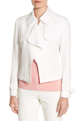 Anne Klein Washed Linen Short Trench Jacket White 6 - Gear Relapse 