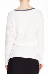 SANDRO Women's Emma Tie-Front Cable-Knit Sweater Ecru 1