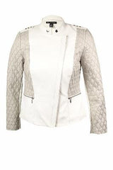 INC International Concepts Quilted Moto Jacket Washed White L