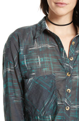 Free People Shore Vibes Cotton Printed Shirt Black Combo XS - Gear Relapse 