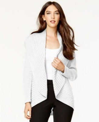 Rachel Roy Women's Long Sleeve High-Low Contrast Sweater Gray Combo
