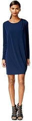 Bar III Long-Sleeve Draped Shift Dress Ink Spill Blue XXL - Gear Relapse 