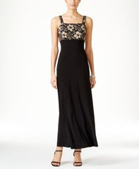 R&M Richards Lace Topper Jacket Dress Black & Gold 8