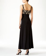 R&M Richards Lace Topper Jacket Dress Black & Gold 8