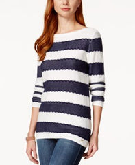 Tommy Hilfiger Women's Long-Sleeve Striped Sweater Blue Combo S