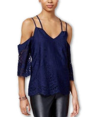 Bar III Lace Cold-Shoulder Top Blue Notte L - Gear Relapse 
