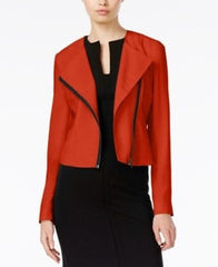 Bar III Asymmetrical Cropped Moto Jacket Tomato Red M - Gear Relapse 