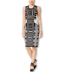Bar III Intarsia-Knit Bodycon Dress Black Combo XS - Gear Relapse 