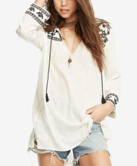 Denim & Supply Ralph Lauren Embroidered Gauze Tunic Antique Cream XS - Gear Relapse 