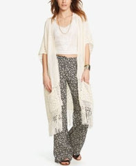 Denim & Supply Ralph Lauren Fringe Open-Front Cardigan Cream M/L - Gear Relapse 