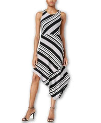 Bar III Mixed-Stripe Bodycon Midi Dress Black Combo - Gear Relapse 