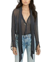 Denim & Supply Ralph Lauren Diamond-Print Tie-Neck Top Indigo XS - Gear Relapse 